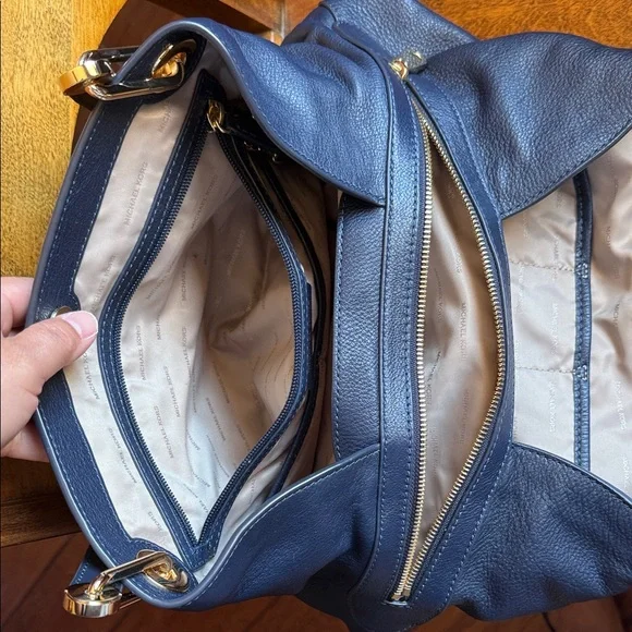 Michael Kors Black Pebbled Leather Shoulder Tote with Gold Rings - Picture 5 of 5